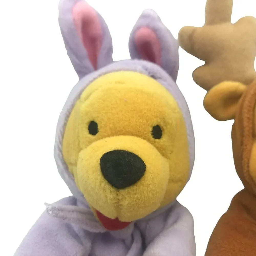 Disney Easter Bunny & Reindeer Winnie the‎ Pooh Plush Lot of 2 Stuffed Animal 9